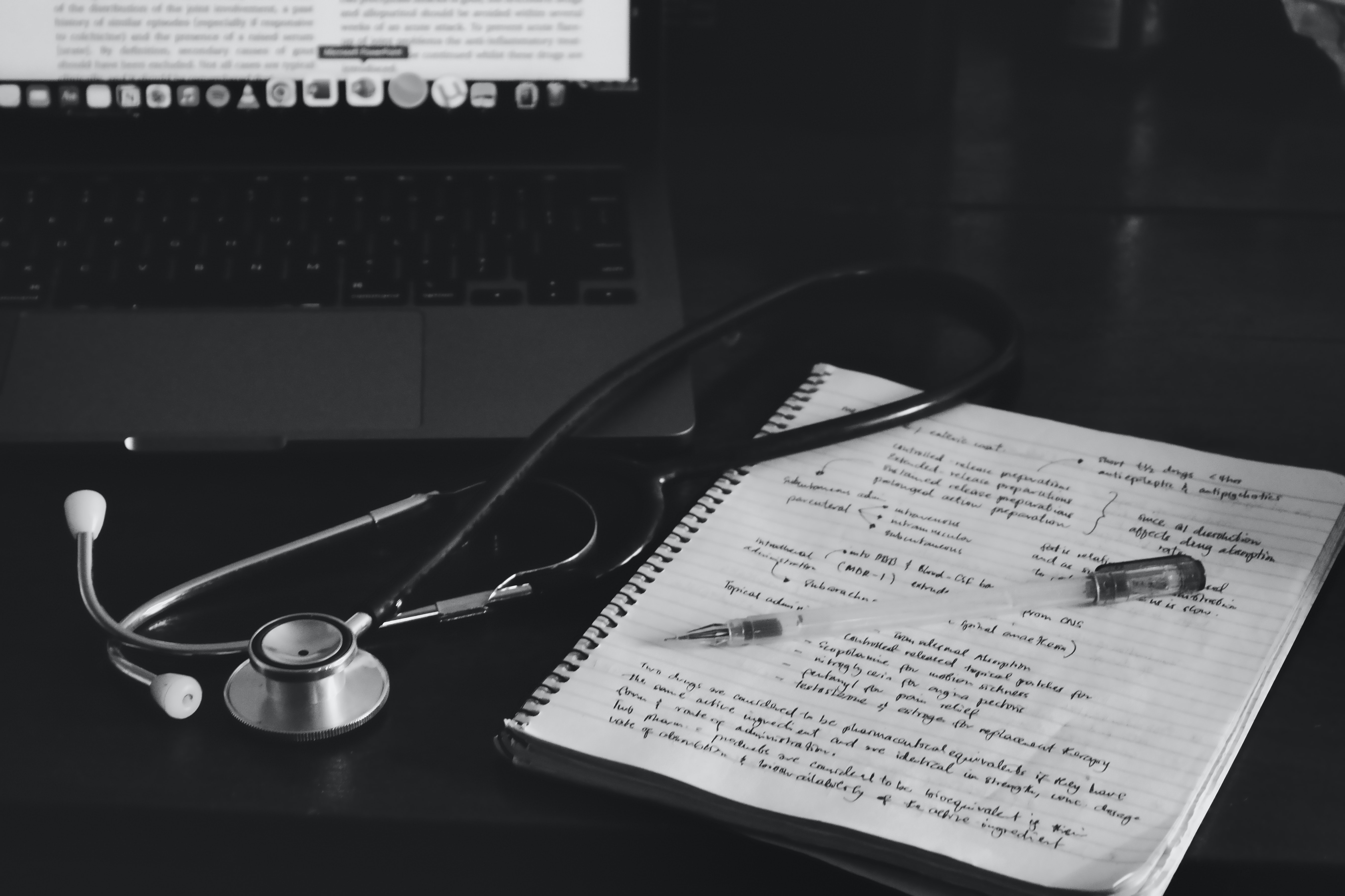doctor's desk and notes
