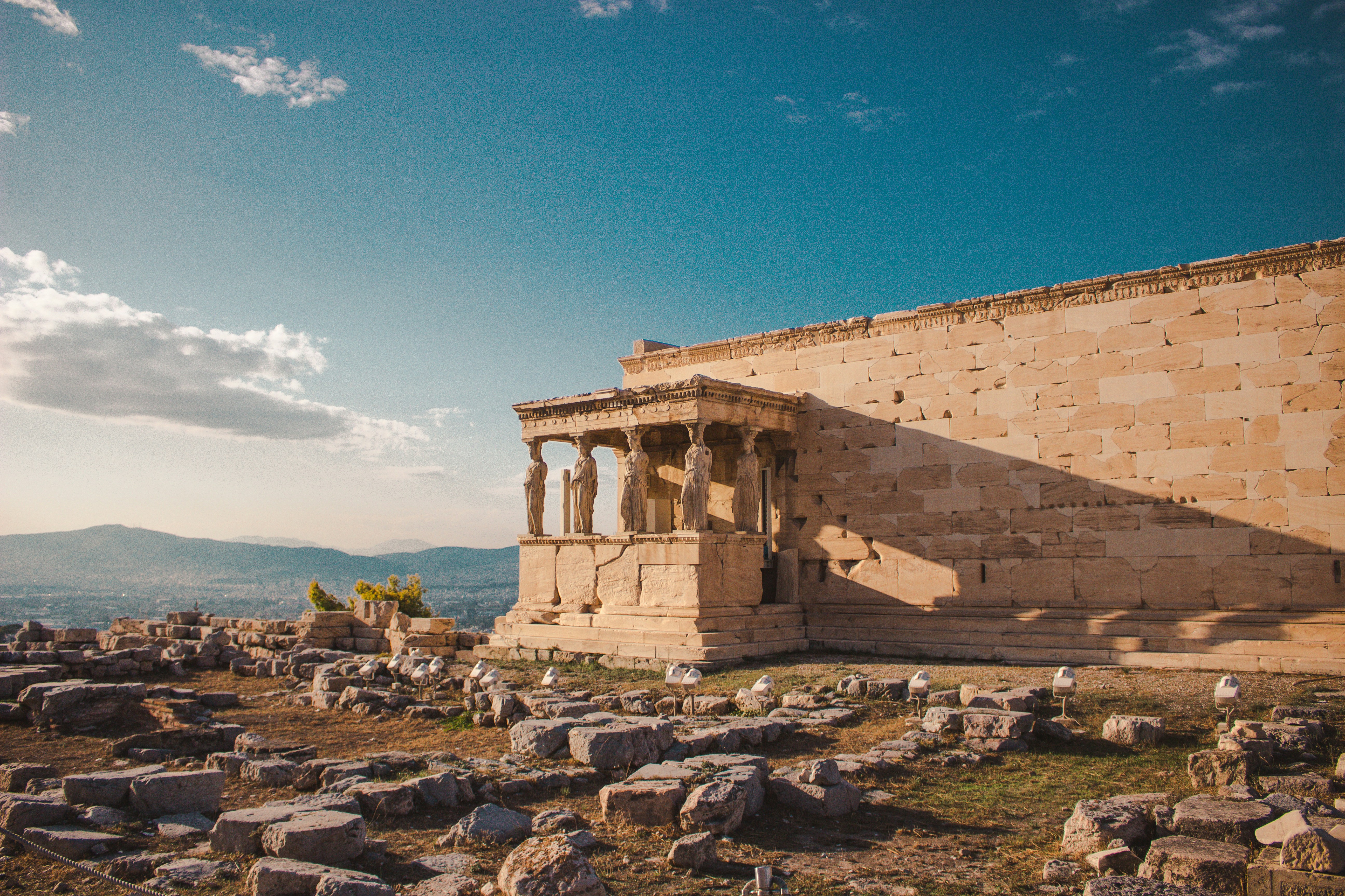 greece ruins in distance