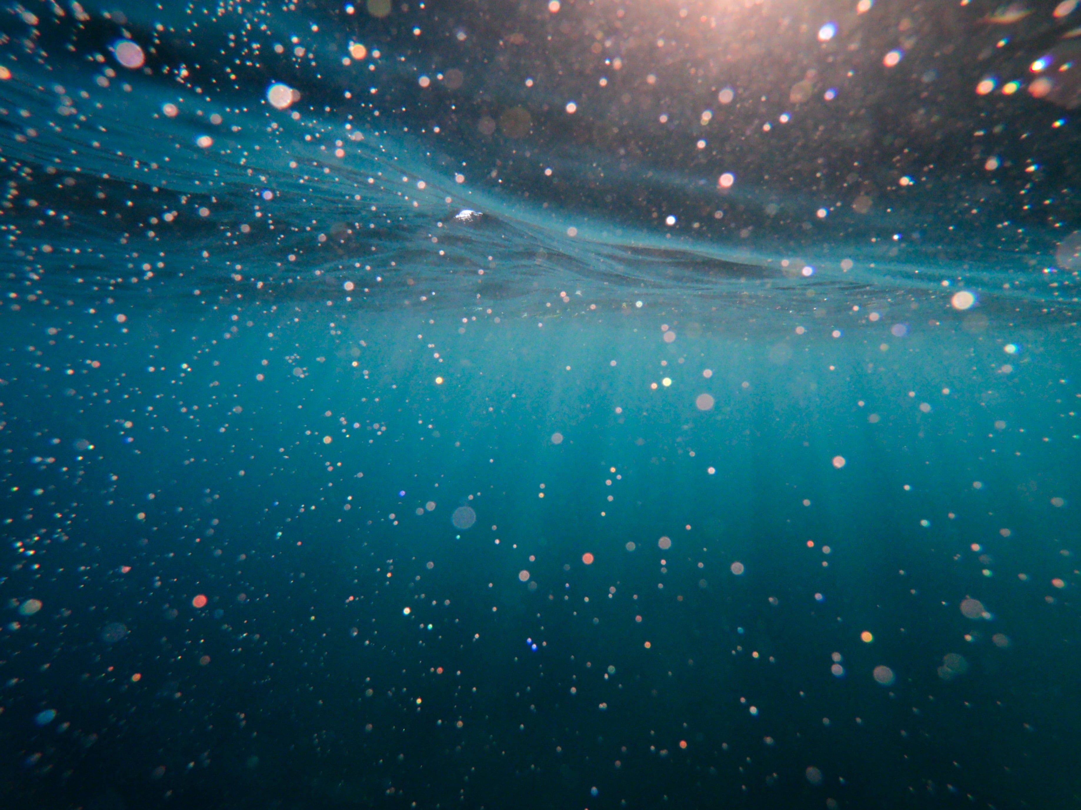 sunlit bubbles underwater
