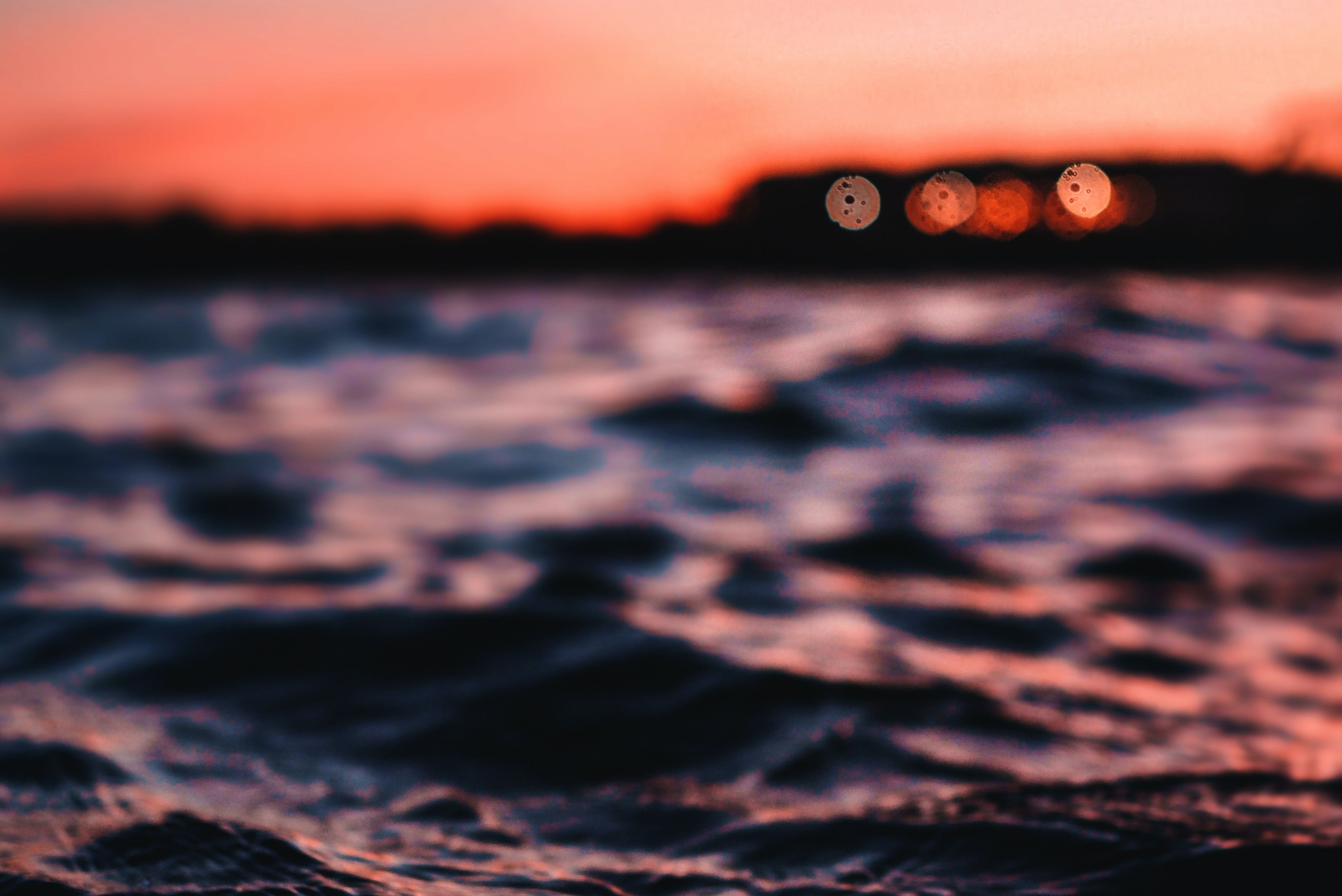 red sunset on a broiling ocean