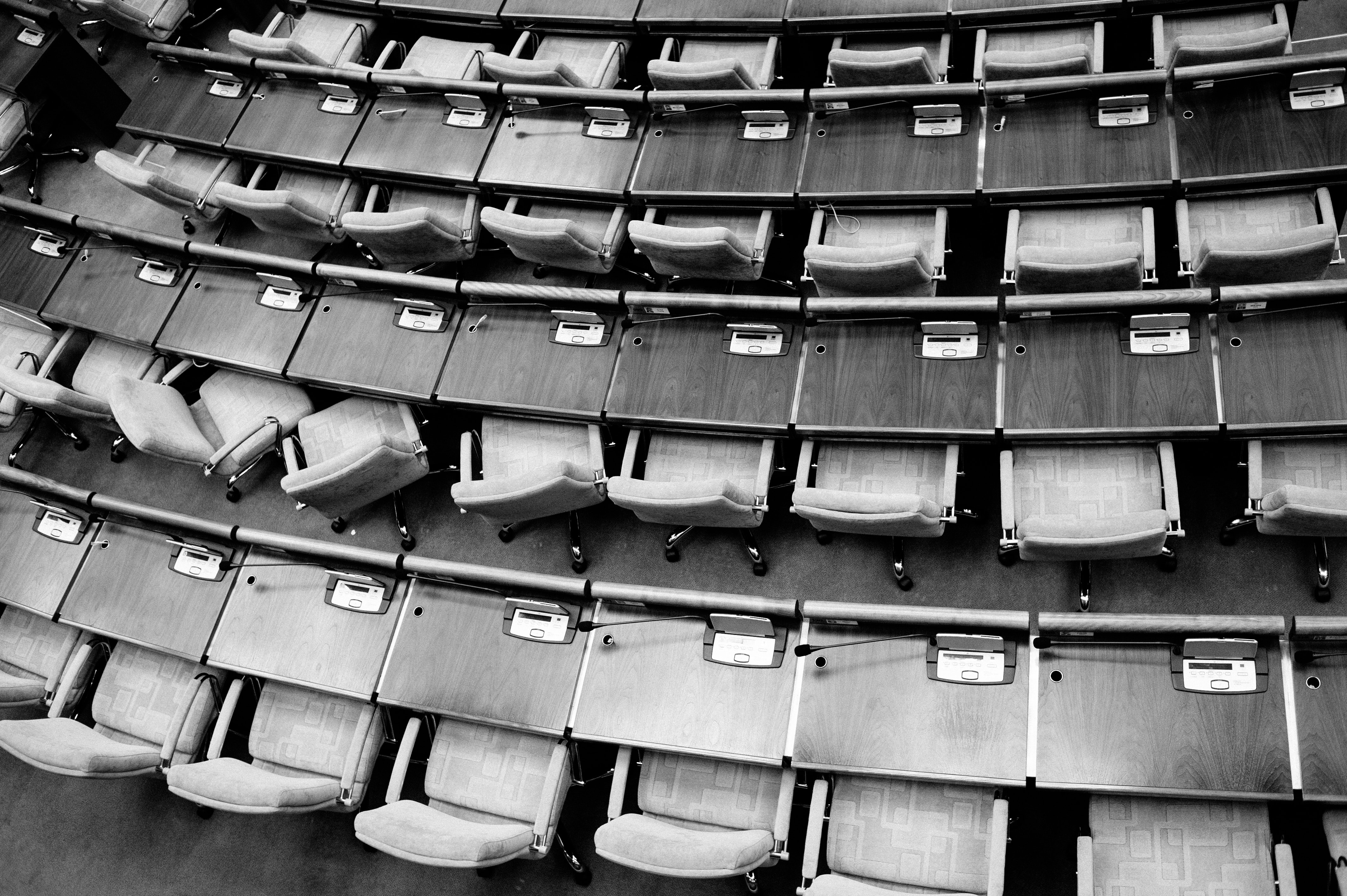 b&w chairs in rows