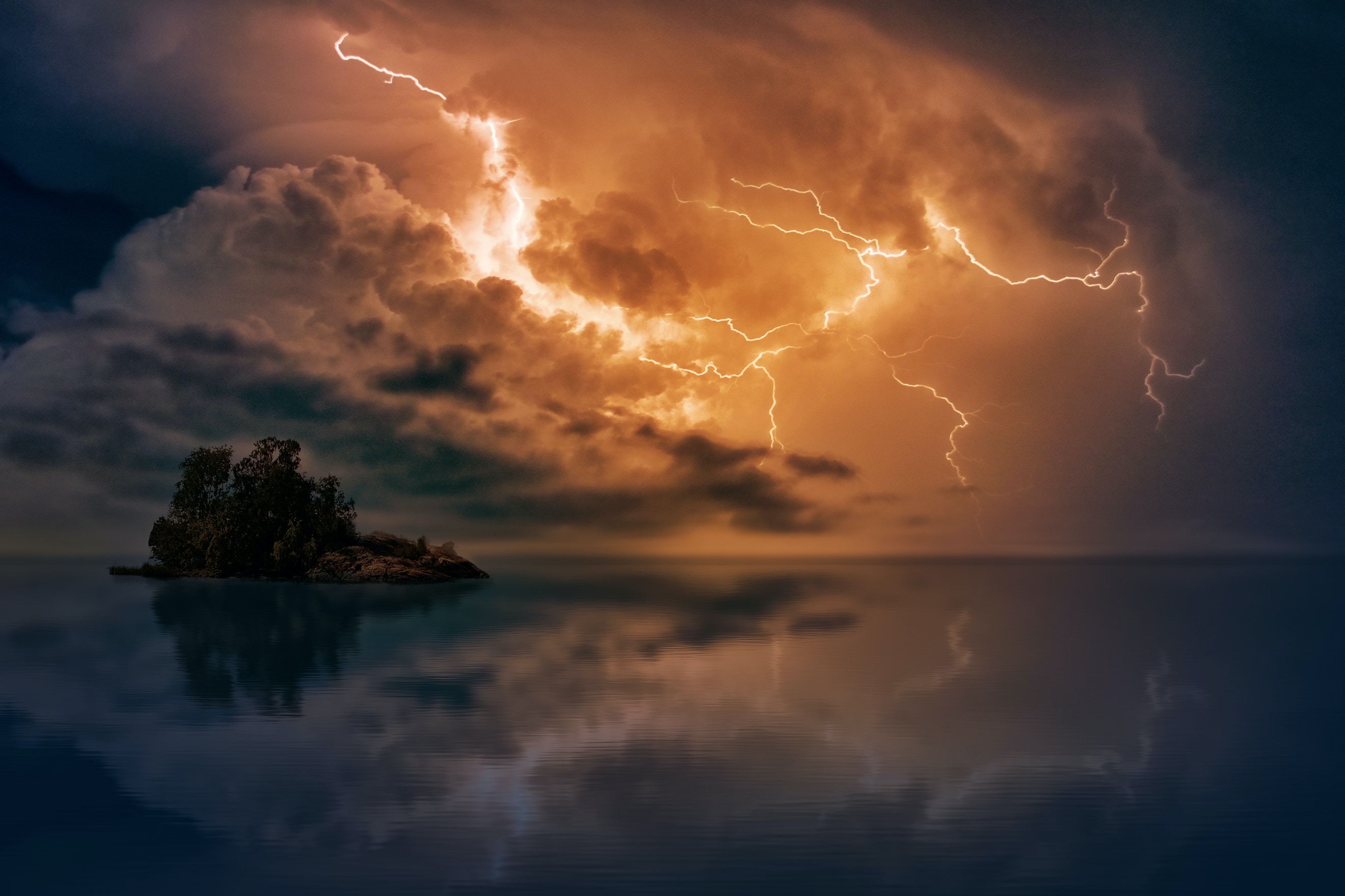 thunderstorm over sea