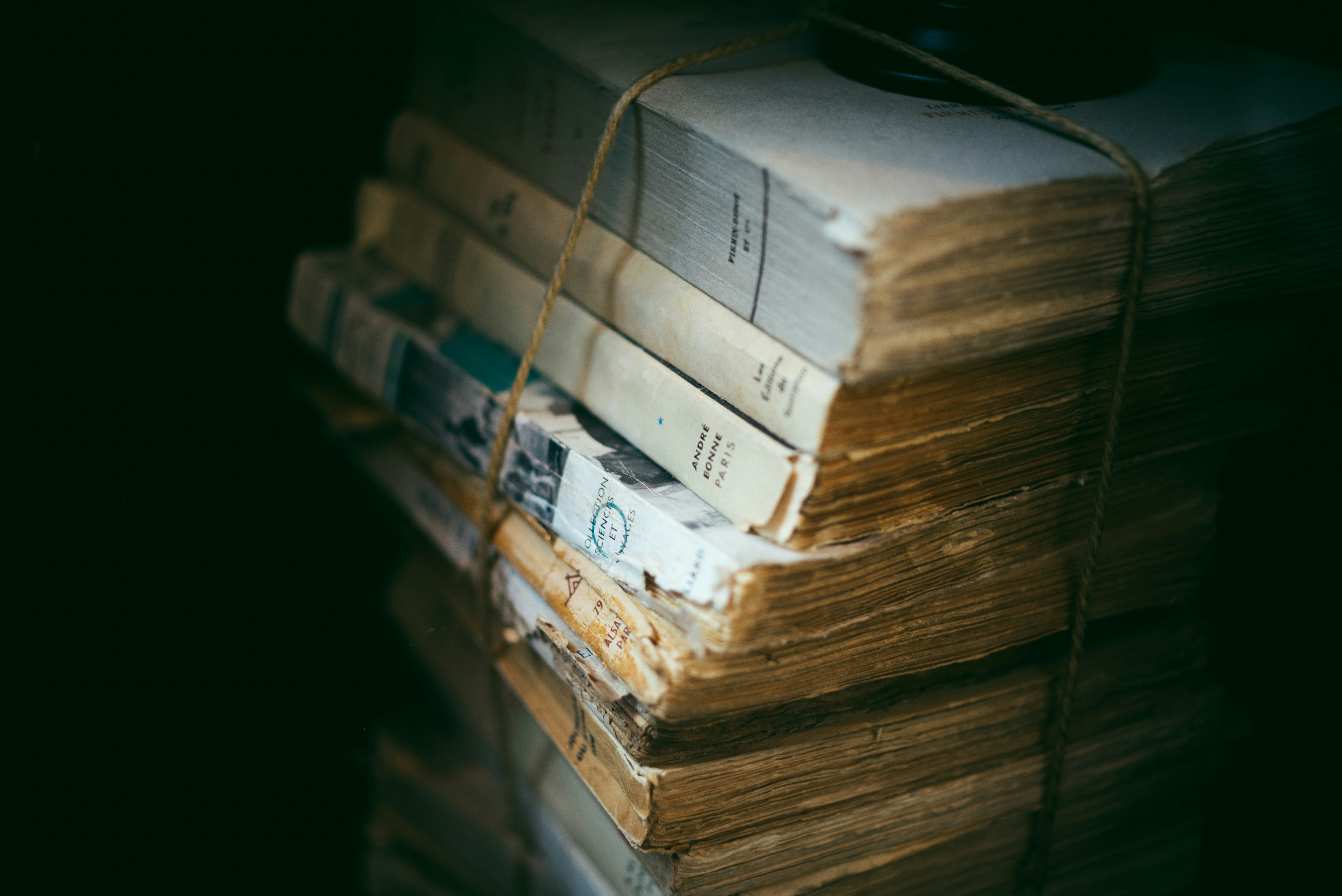 a stack of old books