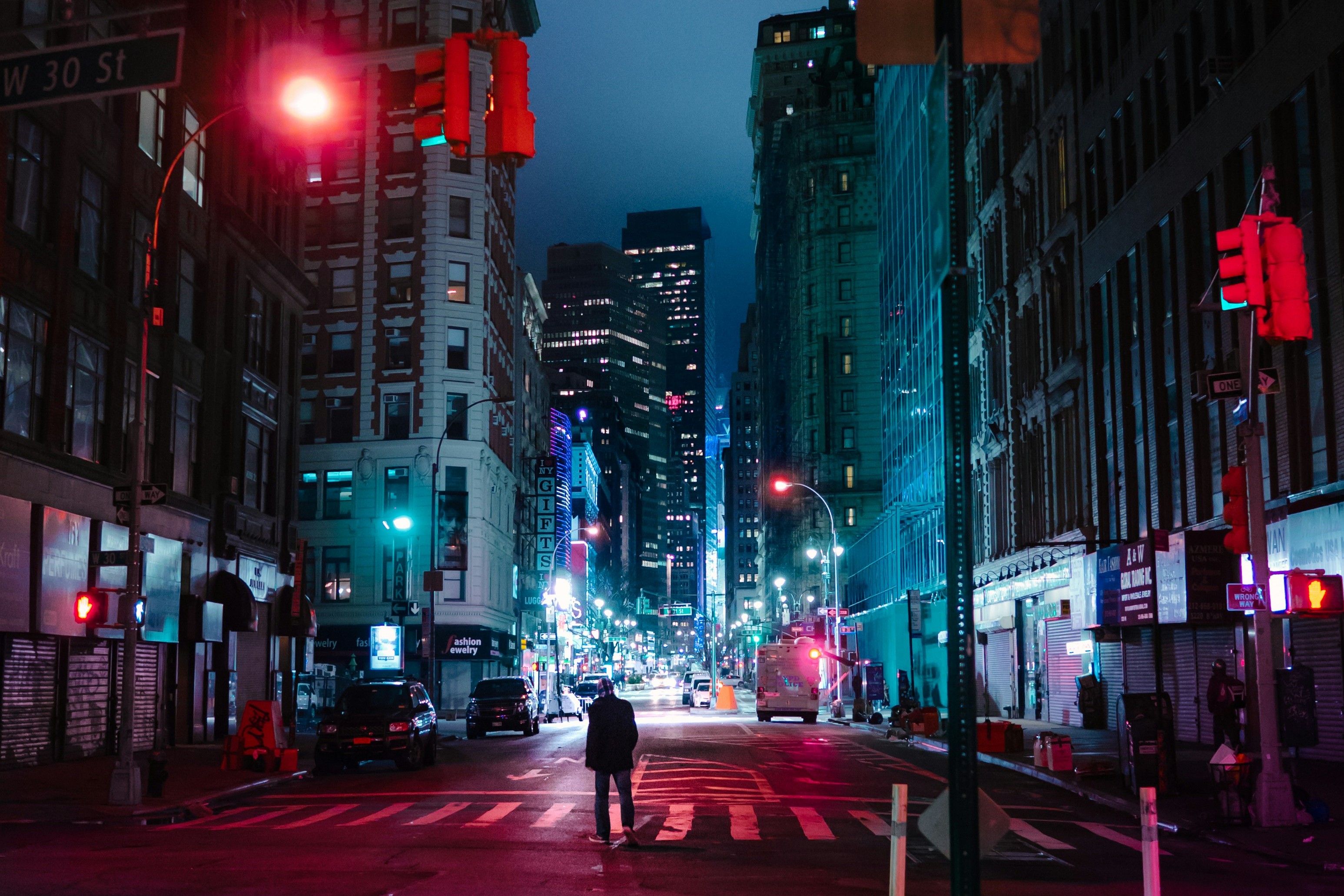 city street at night