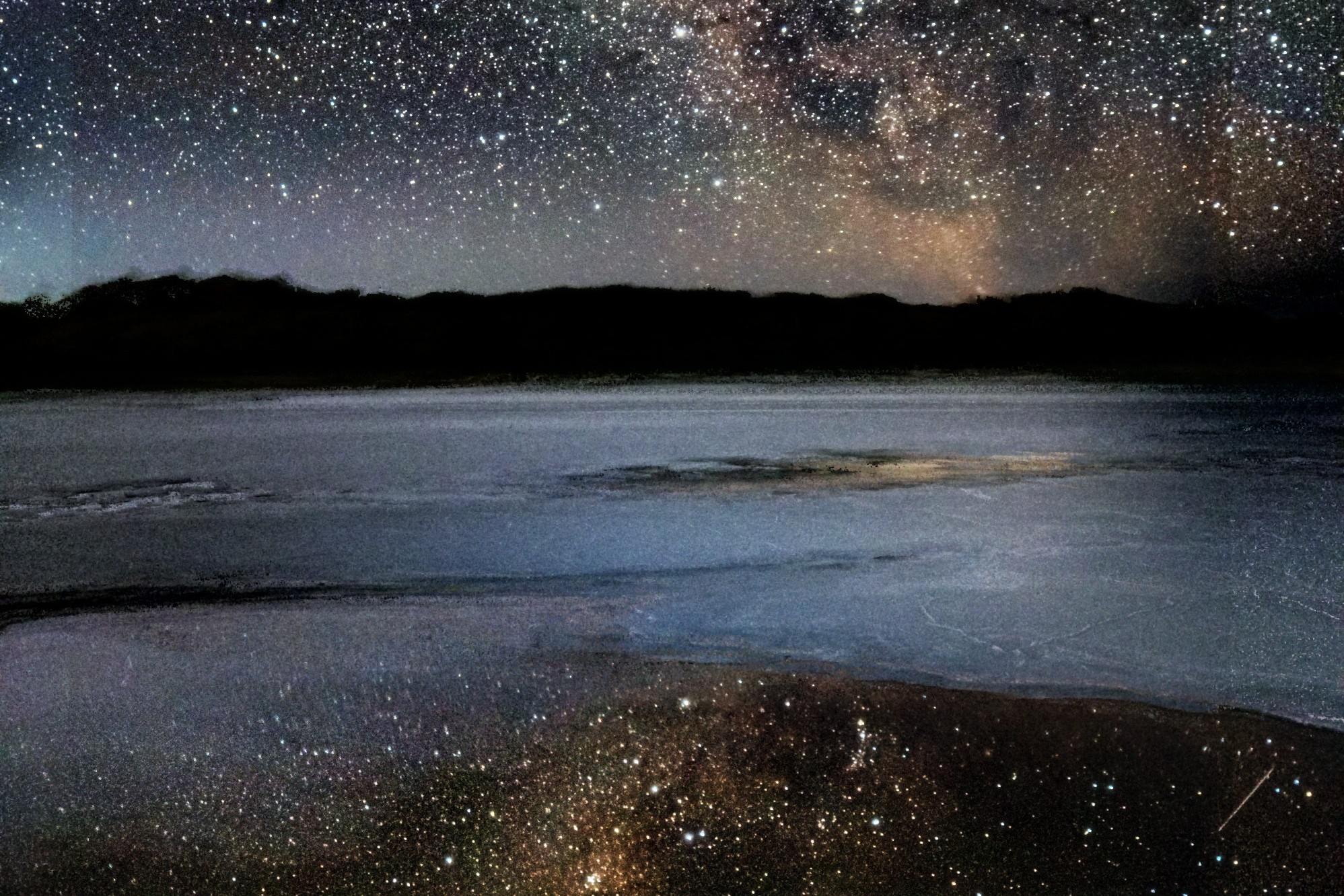 starry sky at night on the beach