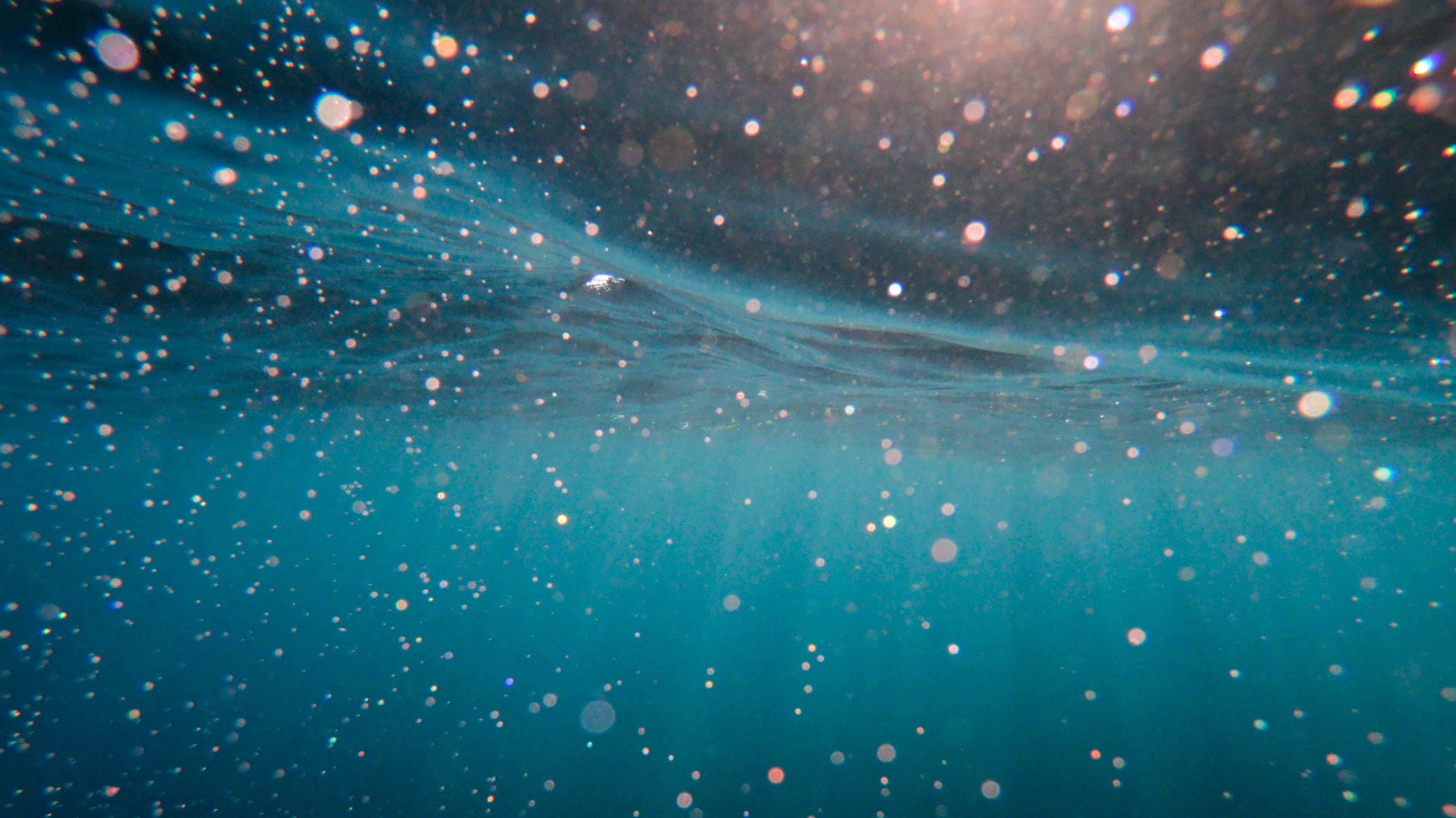 sunlit bubbles underwater