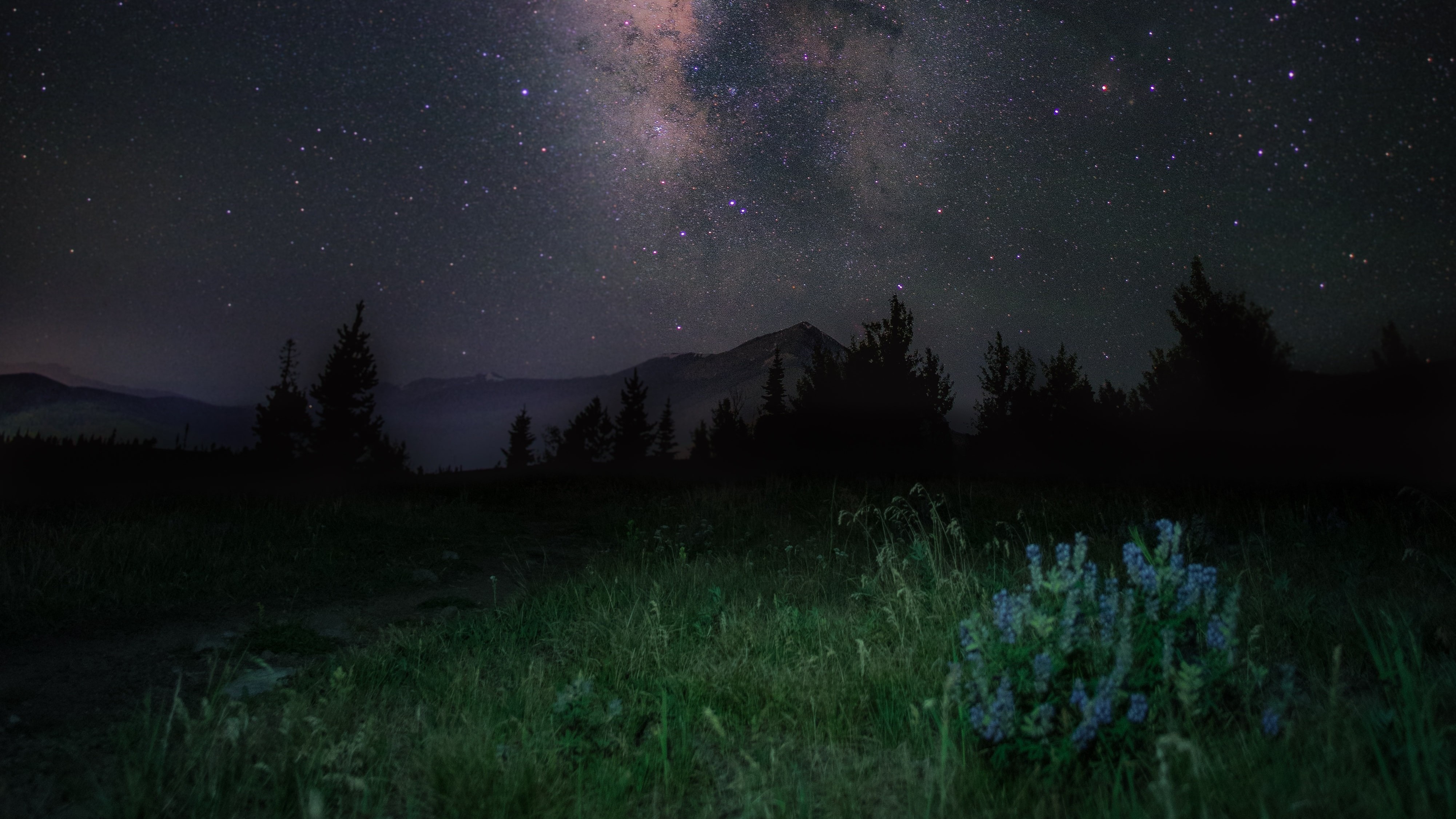mountain view at night