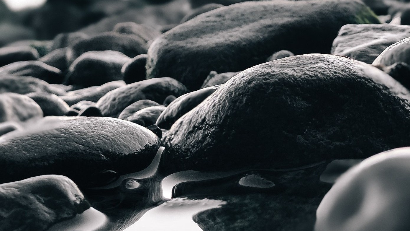 black stones on water