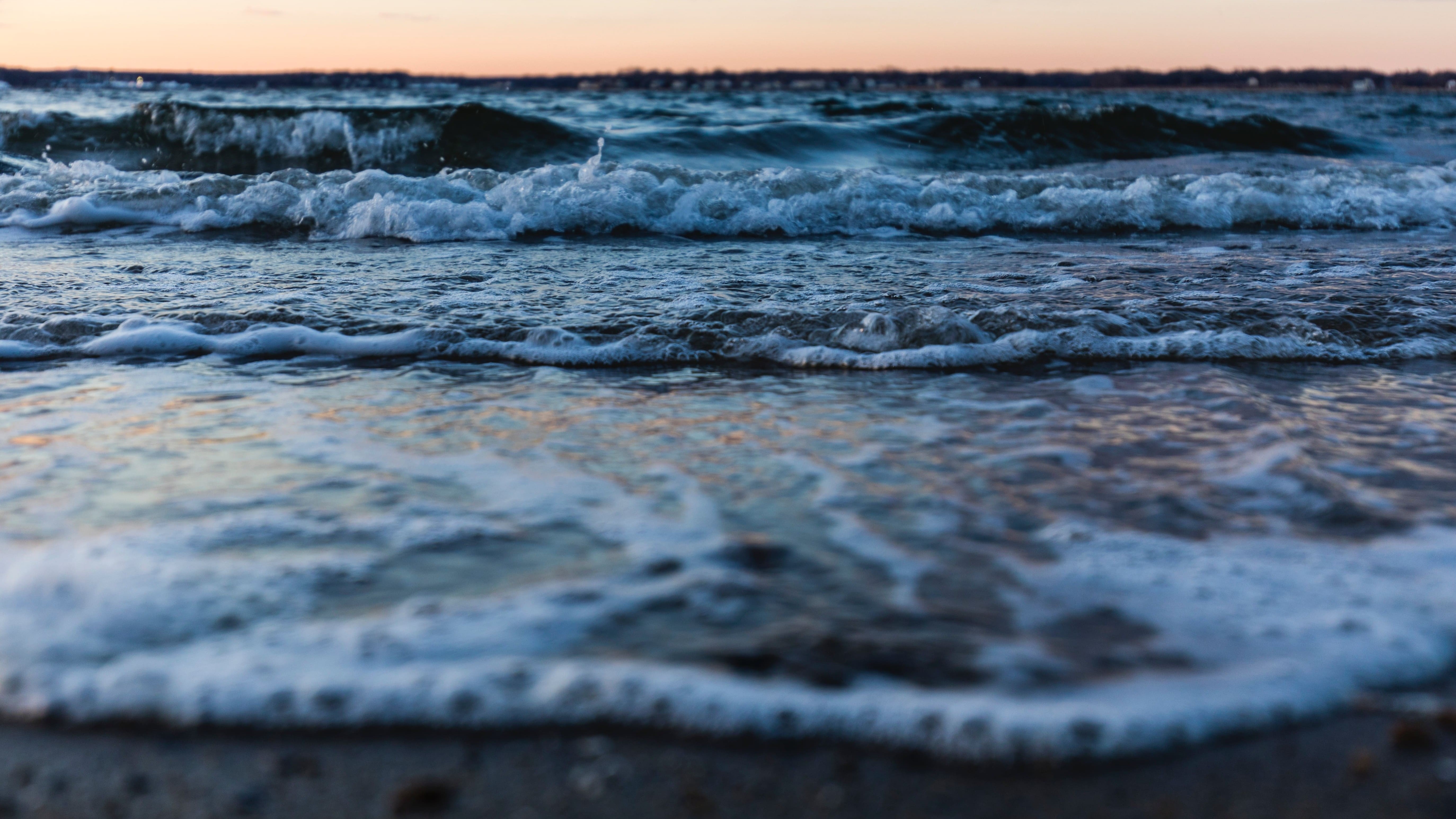 sea foam at sunset