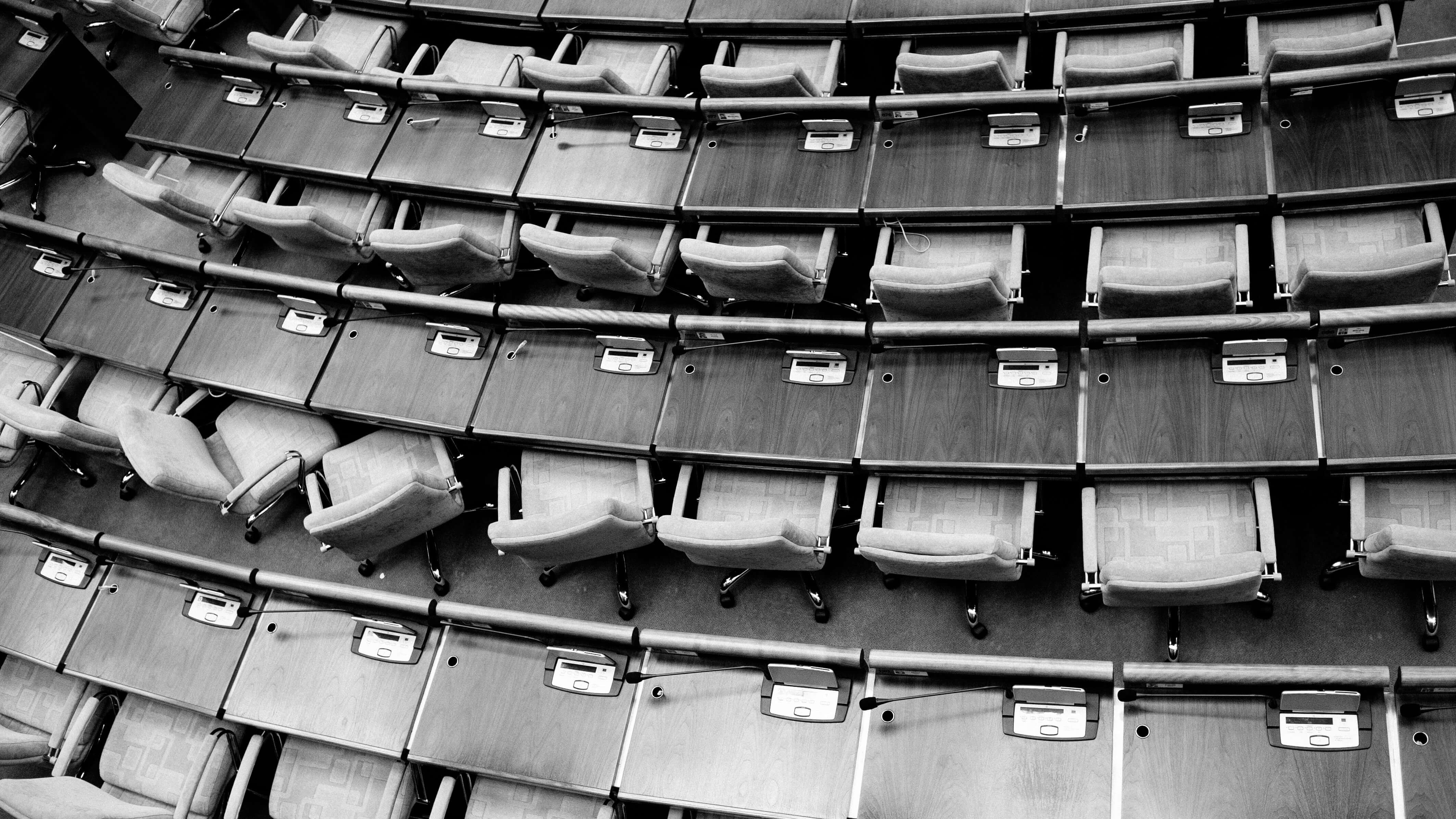 b&w chairs in rows