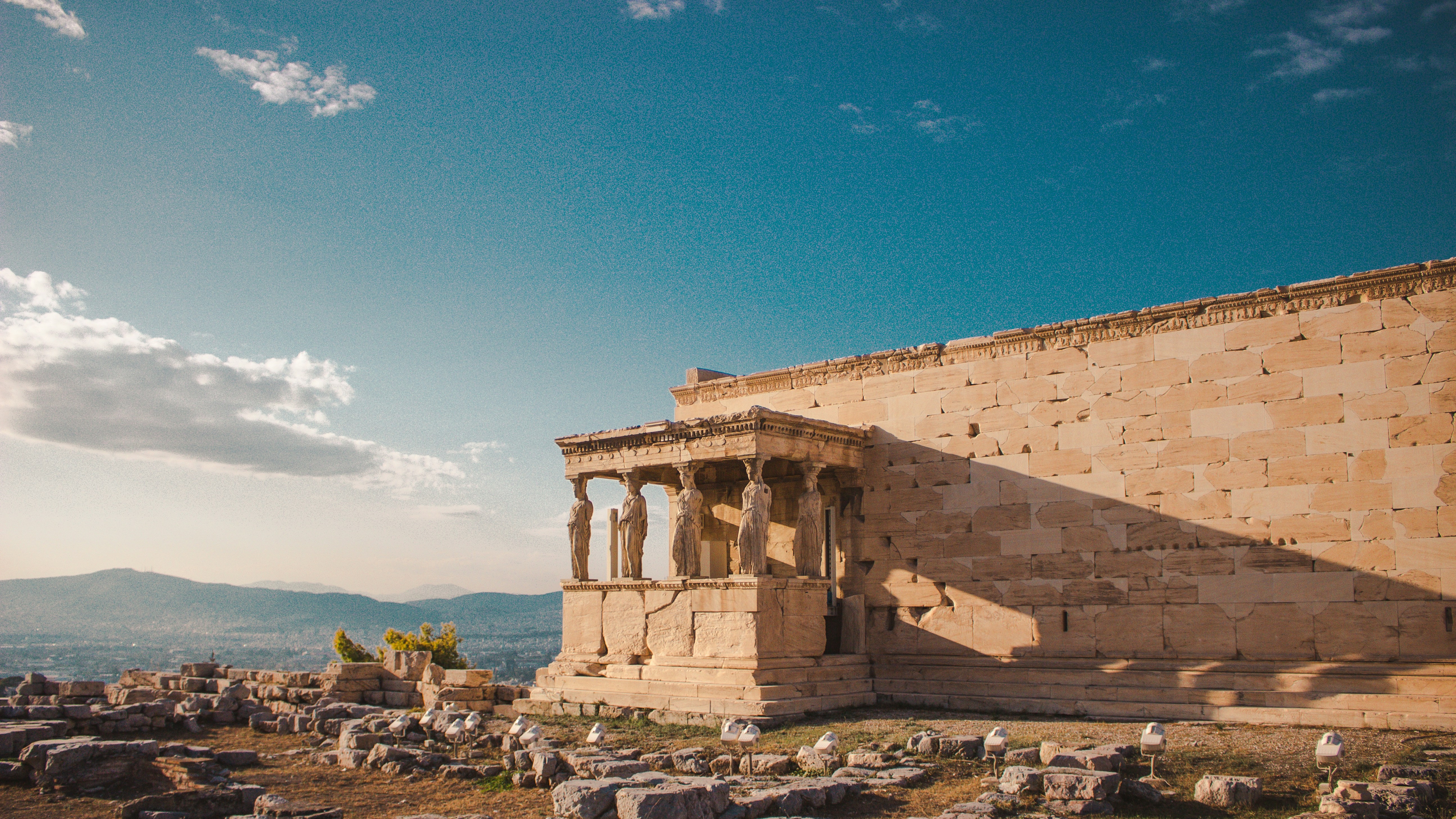greece ruins in distance