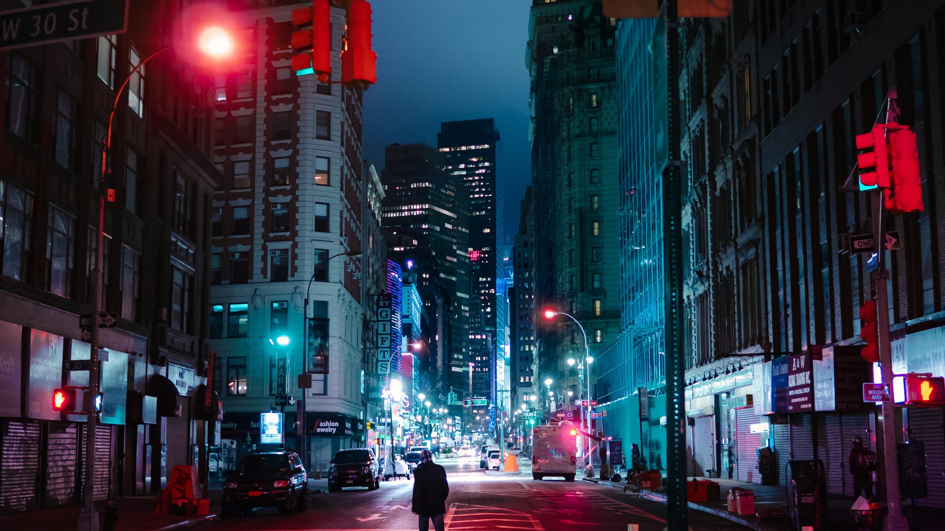 city street at night