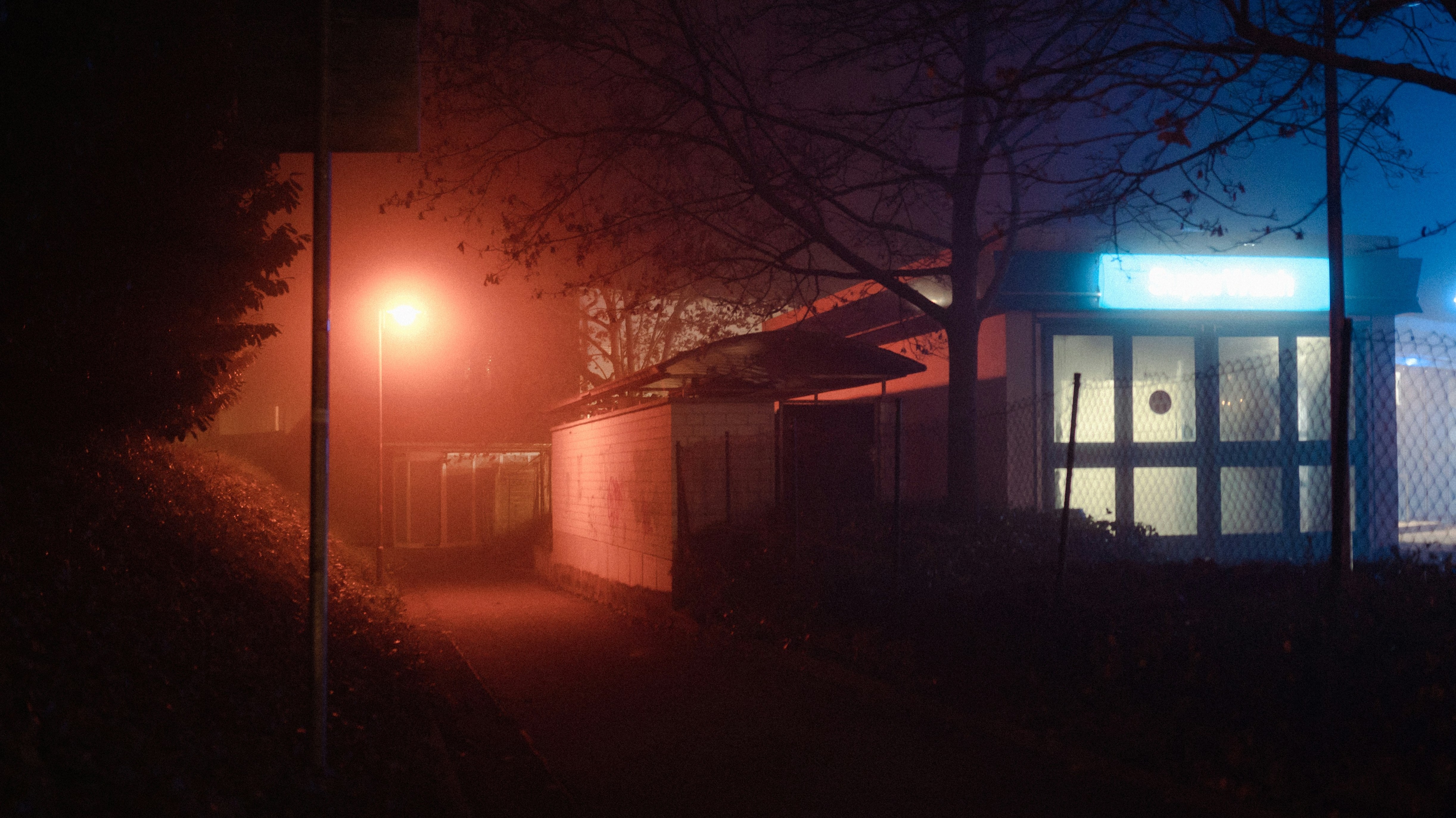 desolate lights in a dark city night