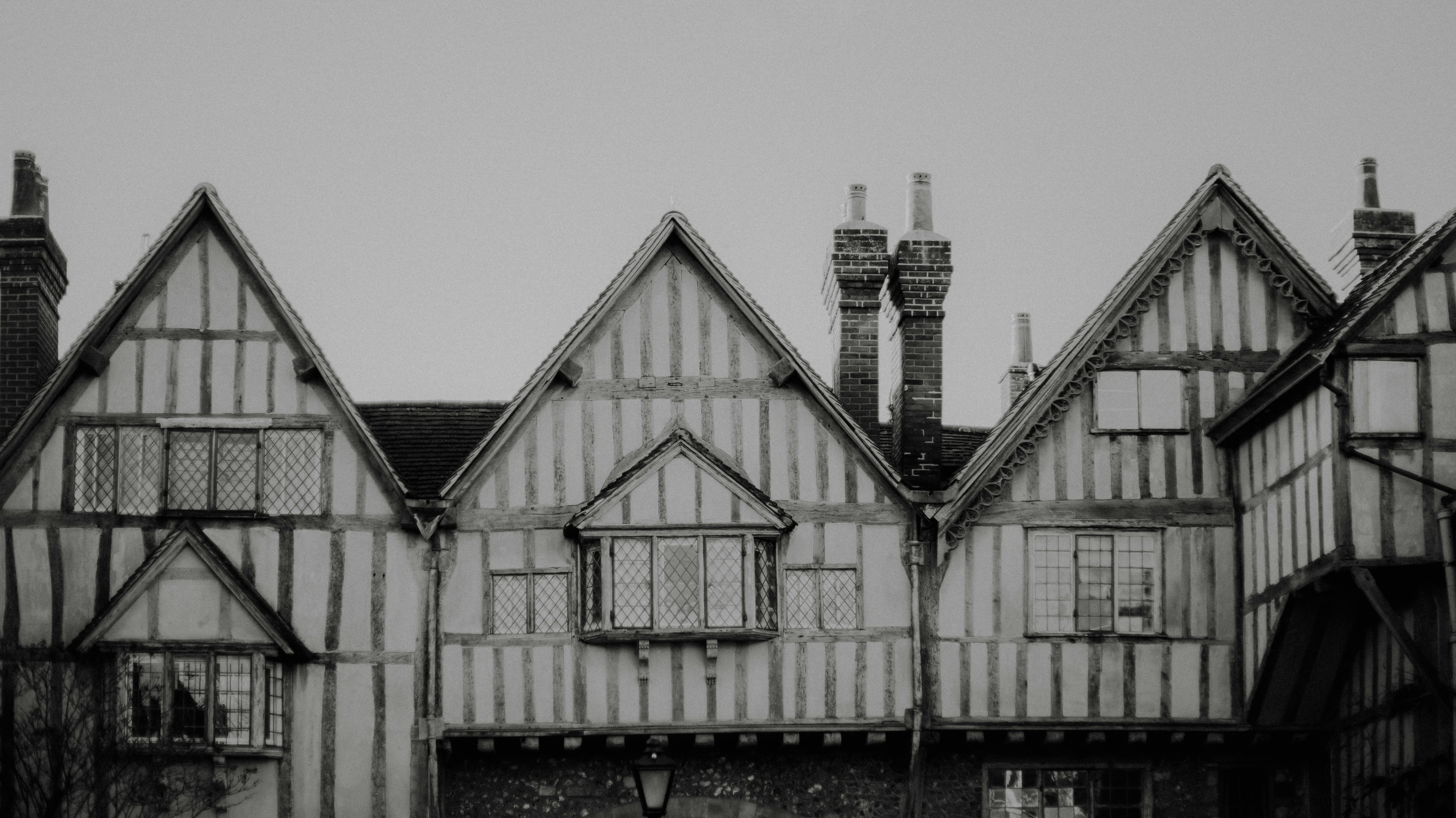 black and white old-fashioned houses