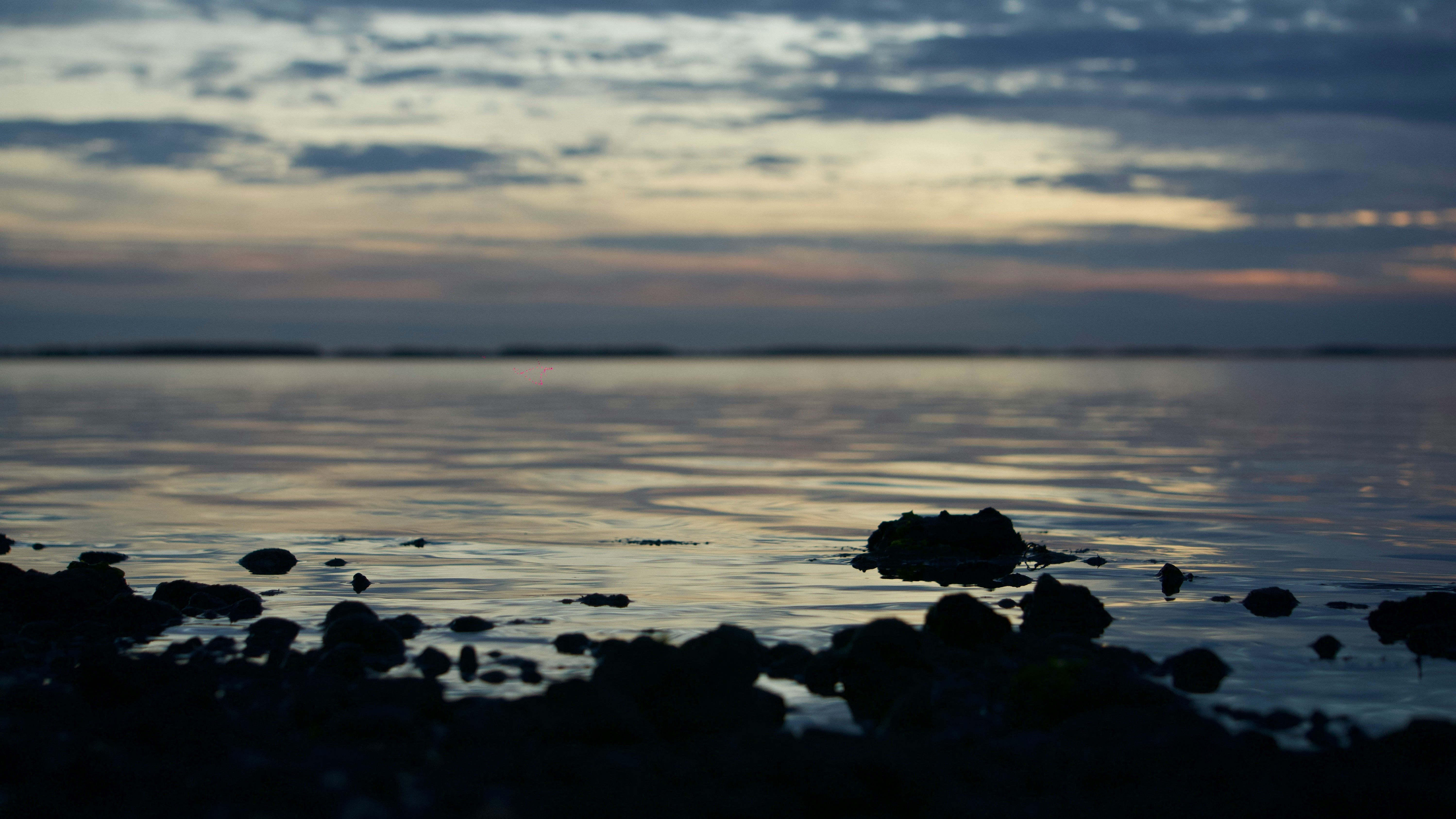 dark seashore at sunset