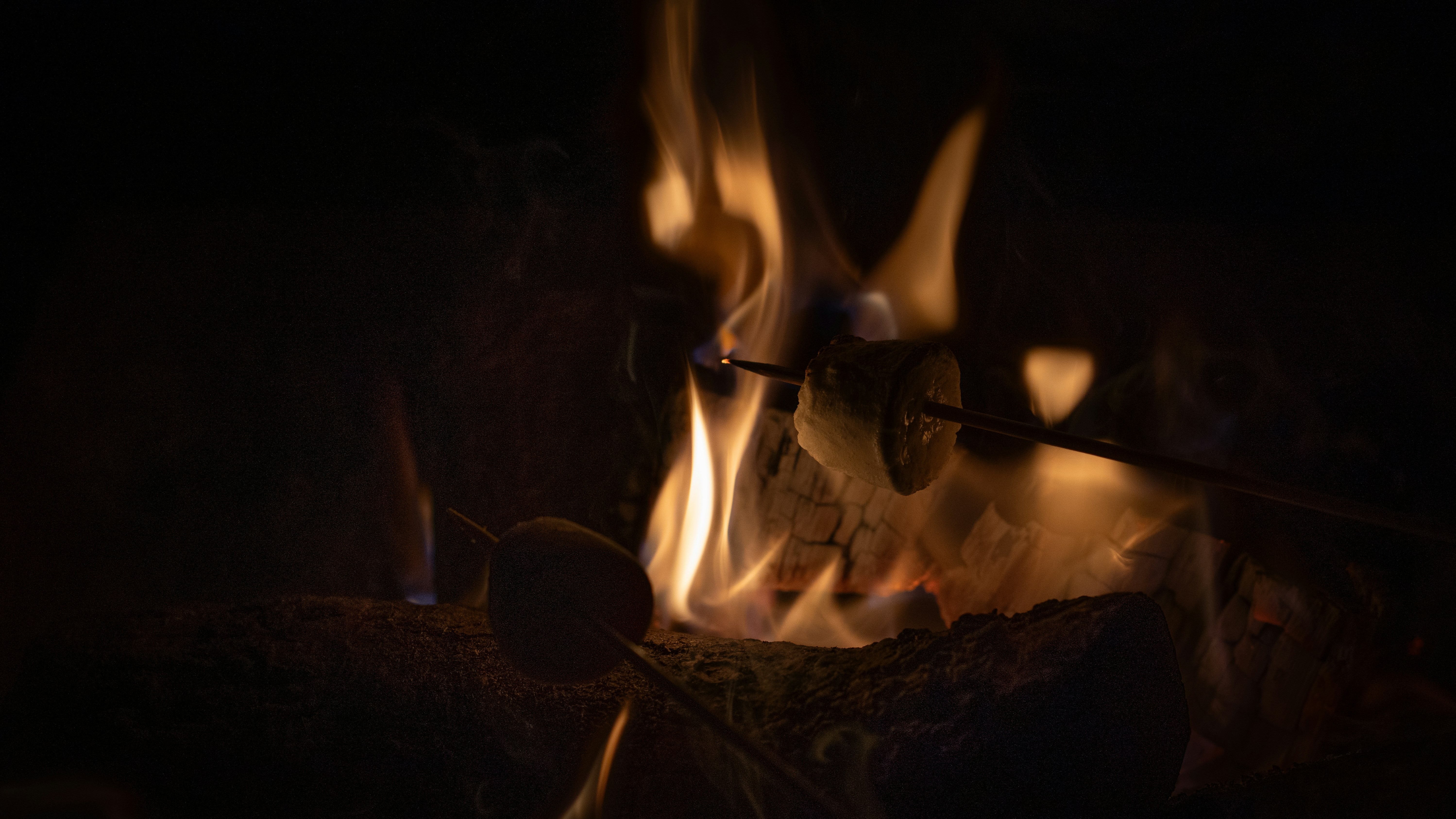 marshmallows on fire