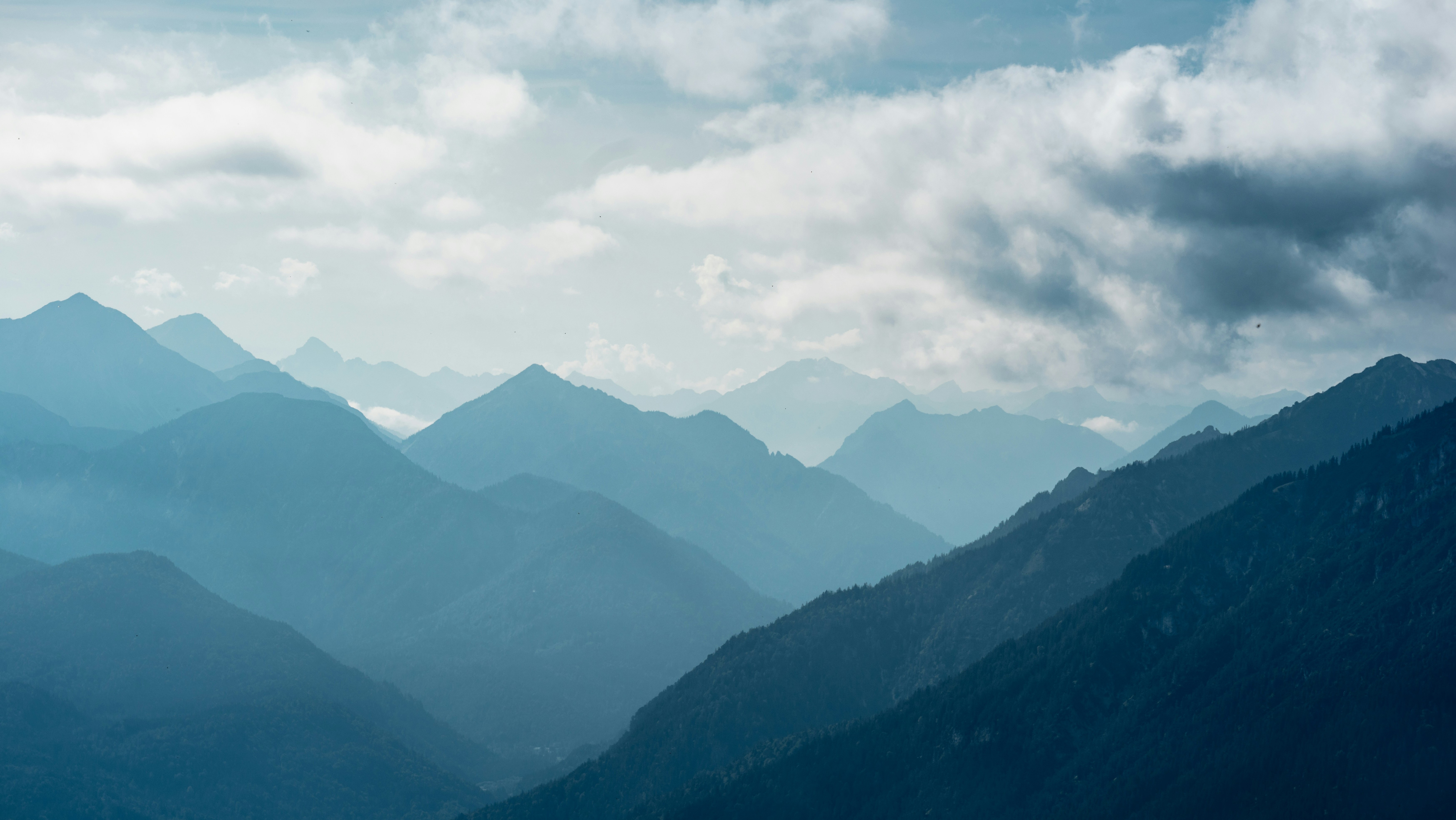 misty blue mountain range