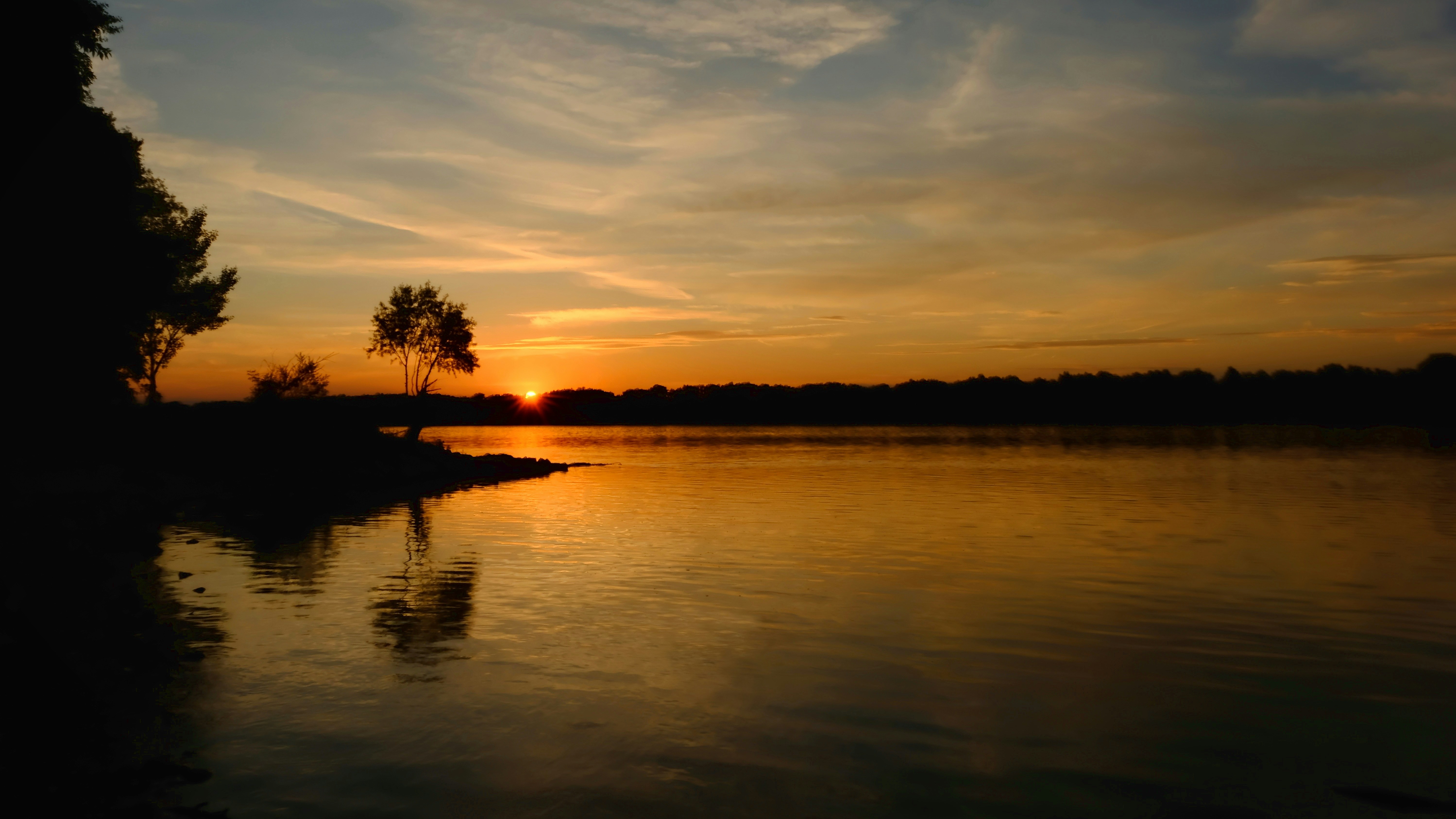 deep sunset over dark water